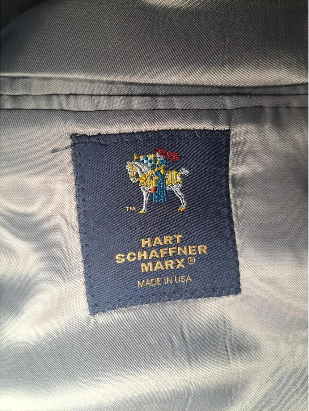Hart Schaffner Marx Blazer Mens 38R Navy Bronze Buttons Wool